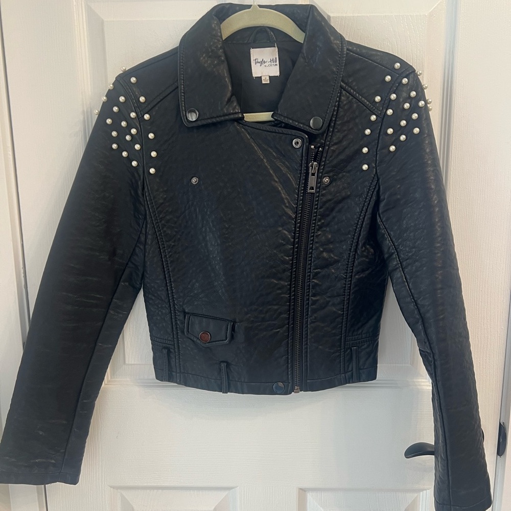 Joe’s Jeans leather Moto Jacket w/ pearls